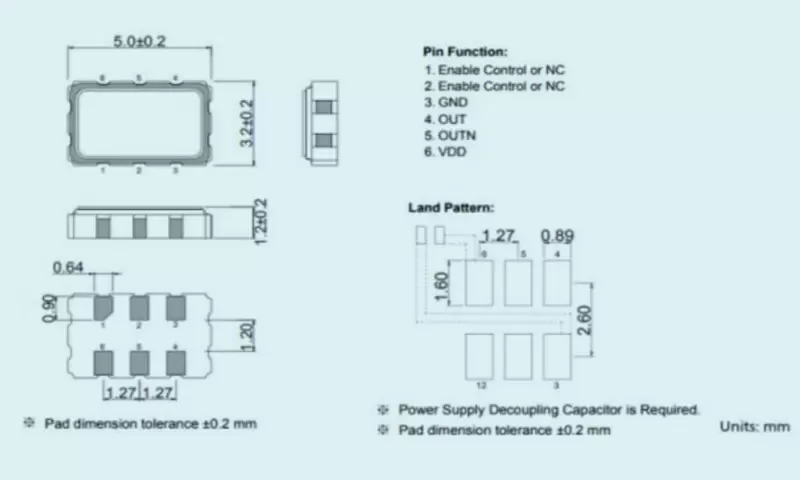 SMD-kristallocillatorer Differentialutg&aring;ng