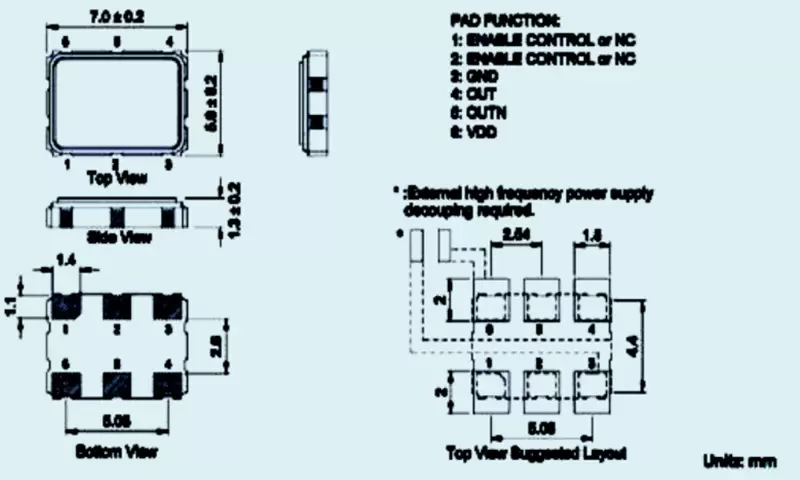 SMD-kristallocillatorer Differentialutg&aring;ng